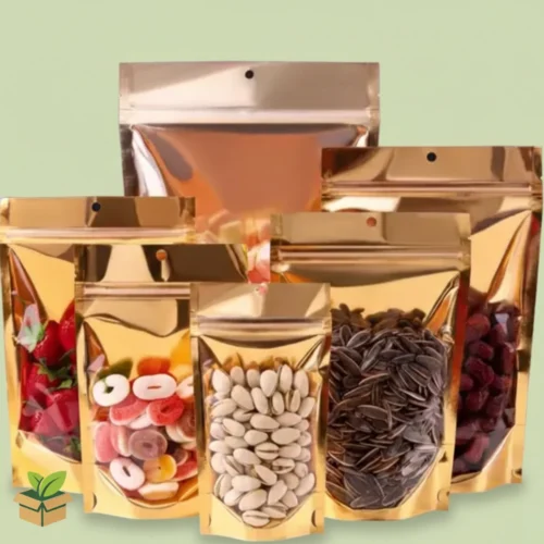 Front Transparent Copper‑Gold Aluminium Stand‑Up Pouch 16×24cm