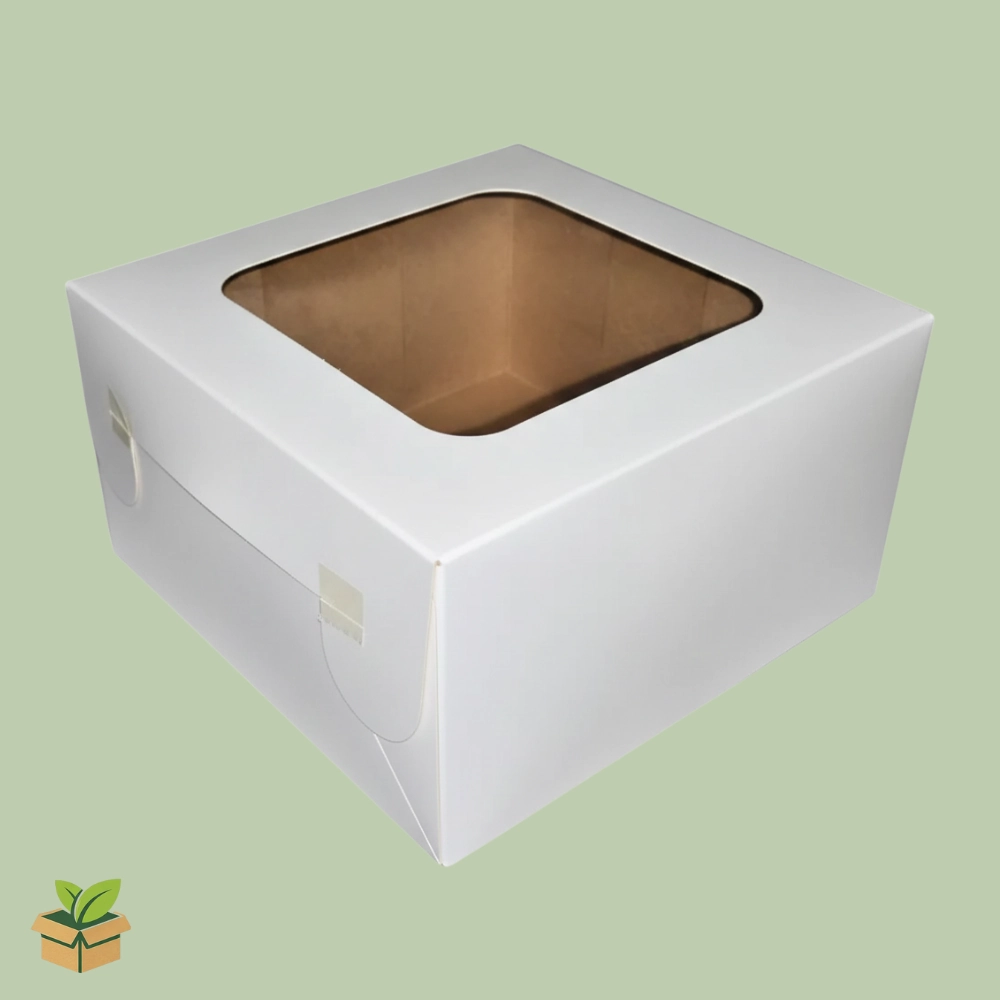 10×10×3 Inch Brownie Box with Window | White Bakery Box