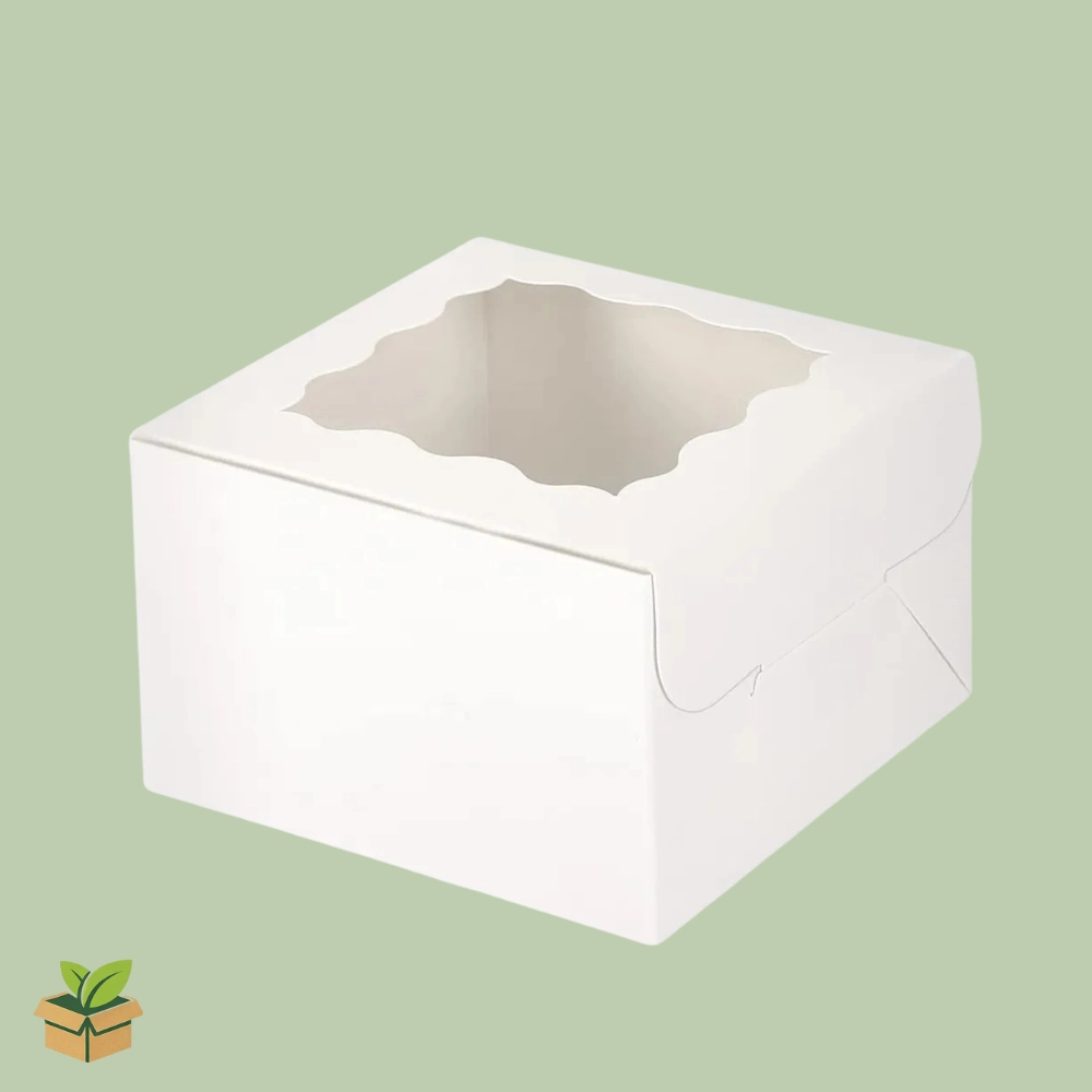 12×12×14 Inch Cake Box with Scalloped Window | White