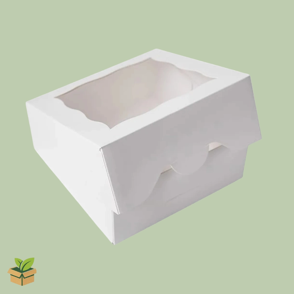 18×18×5 Inch Cake Box with Scalloped Window | White
