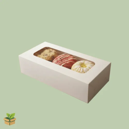 3 Cupcake Box with Clear Window – White, Display‑Ready