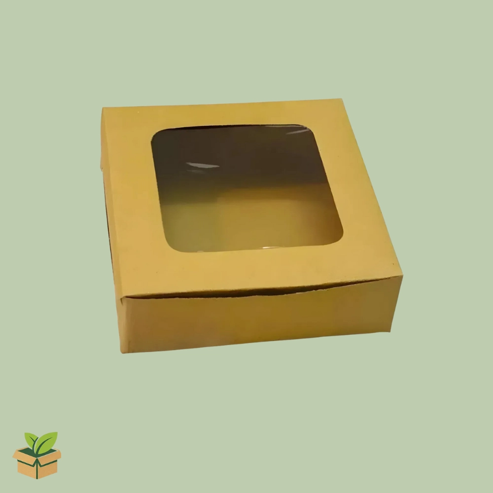 4 Brownie Box with Window | Kraft Dessert Gift Box