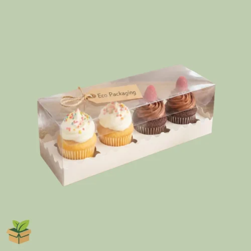 4 Cupcake Box with Clear Lid – Eco Display Packaging