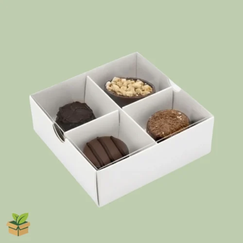 4 Cupcake Box with Clear Lid – White, 4‑Cell Divider