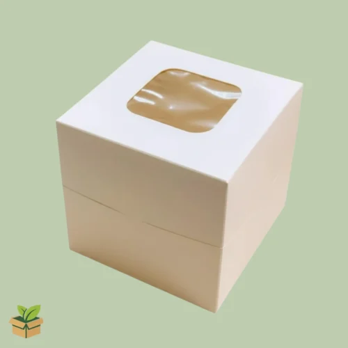 5×5×5 Inch Cake Box with Window | White Cube Dessert Box