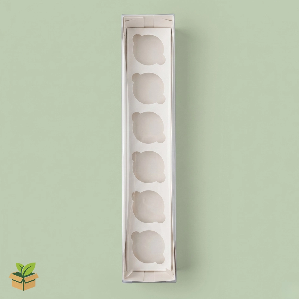 6 Cupcake Box with Clear Window - Eco-Friendly Bakery Packaging