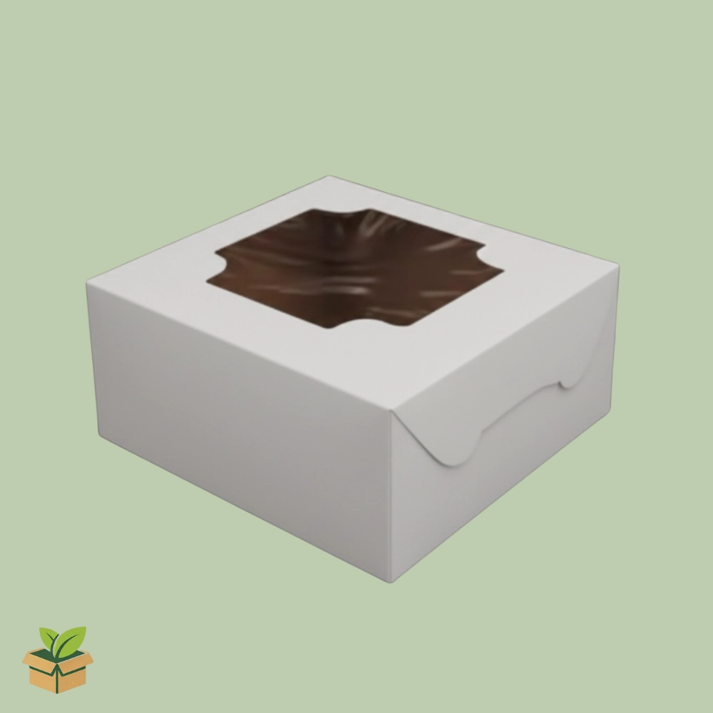 6×6×3 Inch Cake Box with Transparent Window (White) - Image 2