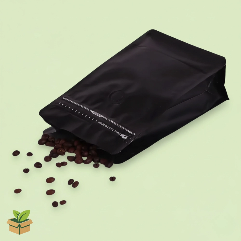 Black Coffee Bag with Valve – 13x20cm - Image 2