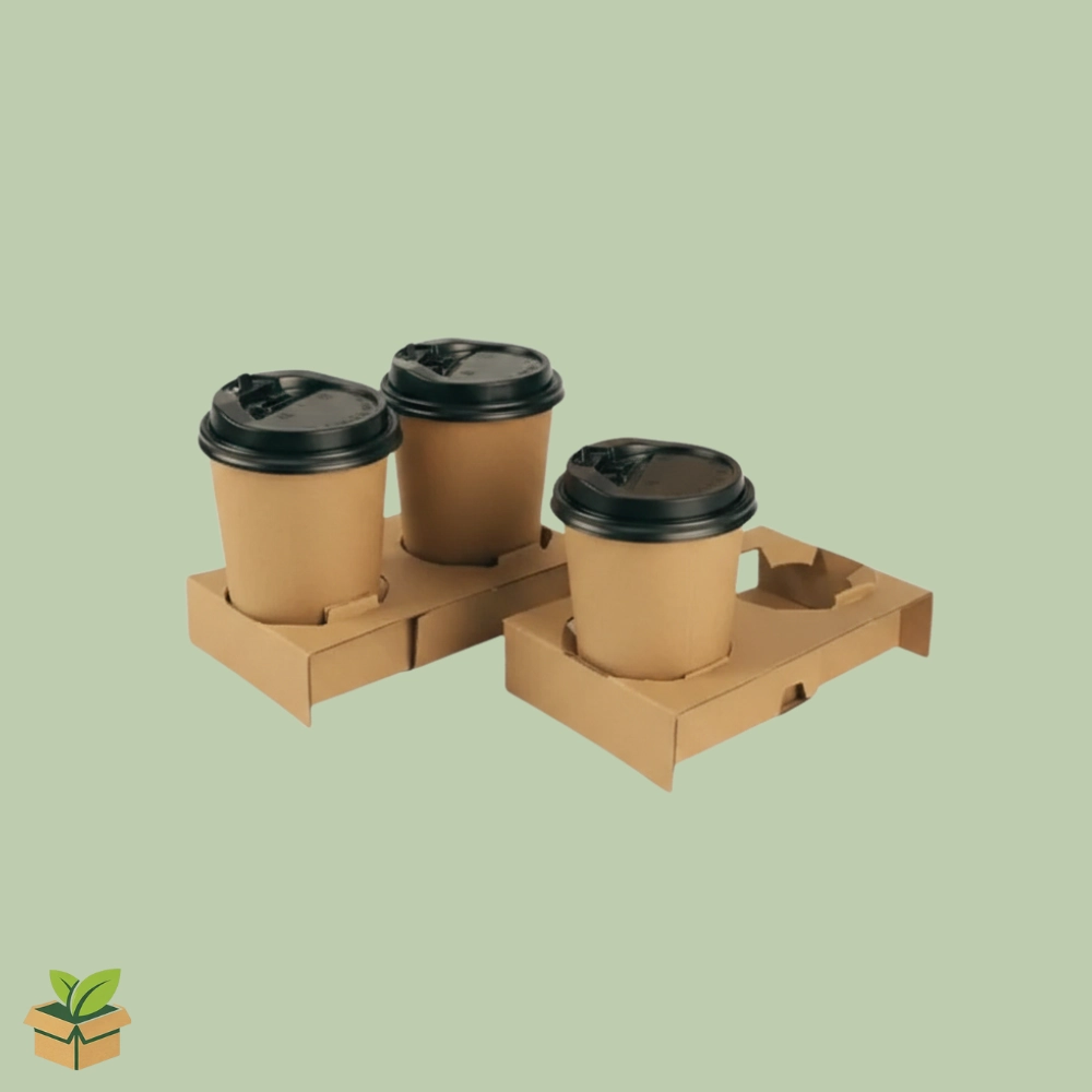 Coffee Cup Carrier – 2‑Cup Kraft Cardboard Holder