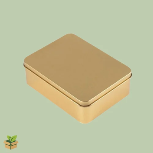 Gold Tin Box – Rectangular Slip‑Lid Metal Container