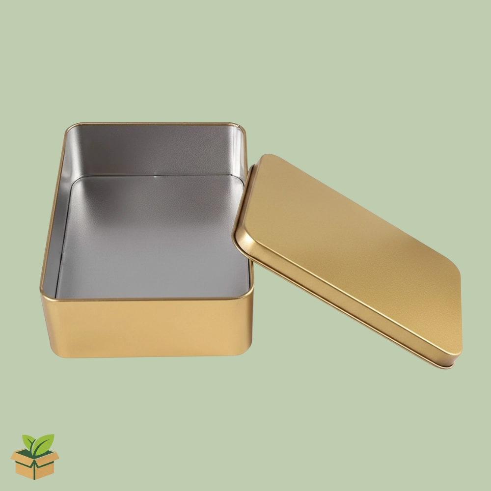 Gold Tin Box – Rectangular Slip‑Lid Metal Container