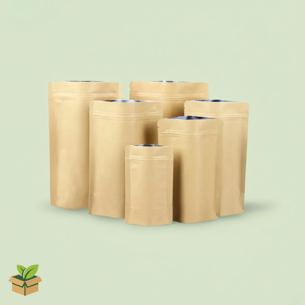 Kraft Paper with Aluminum Lamination Stand‑Up Zipper Pouches (17×24 cm)
