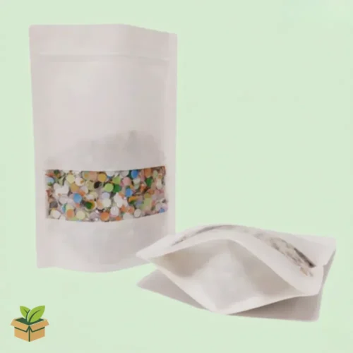 Kraft Standup Pouch 15×22 cm White with Window | Eco Packaging