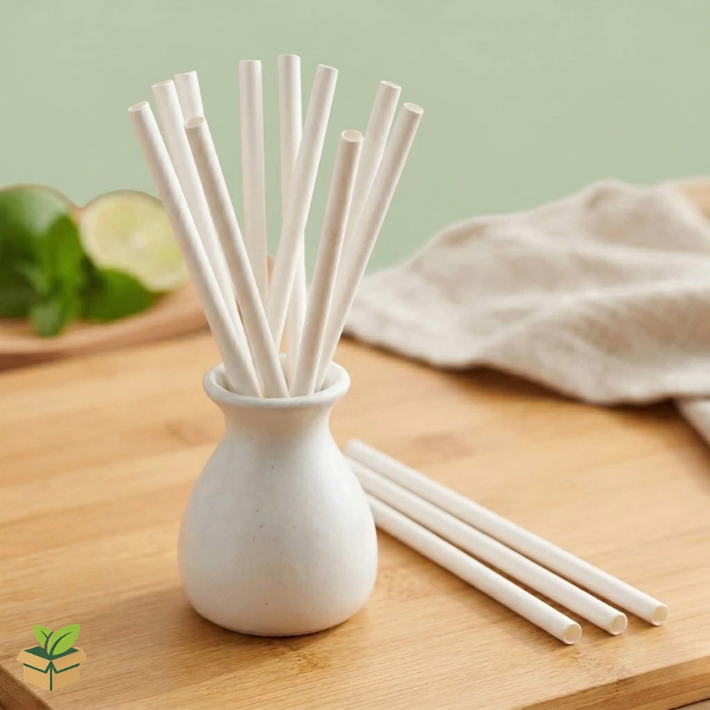 6mm White Paper Straws - Biodegradable Eco-Friendly Drinking Alternative