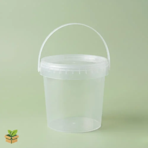 Clear Plastic Bucket with Tamper-Evident Lid and Handle – Transparent Food Grade Storage Container