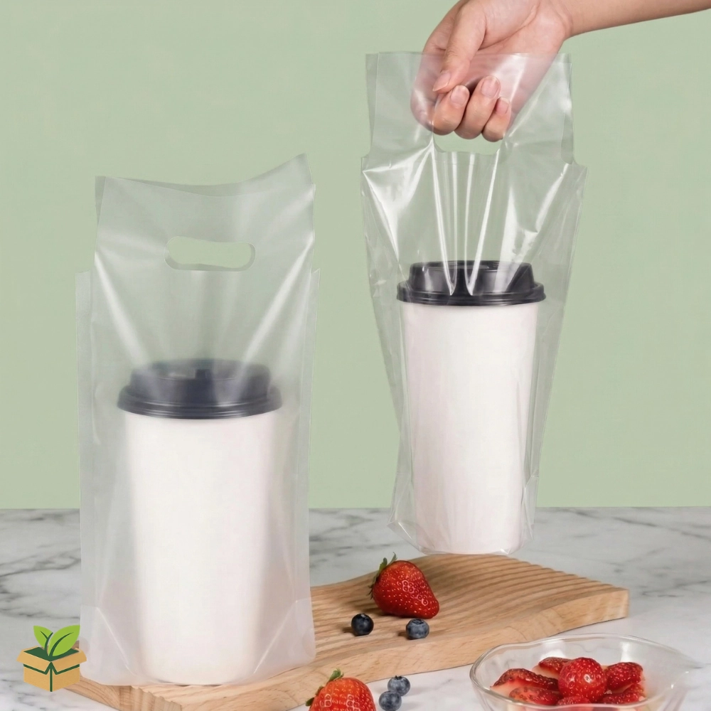 Coffee Transparent Single Handle Bag for Takeaway Drinks