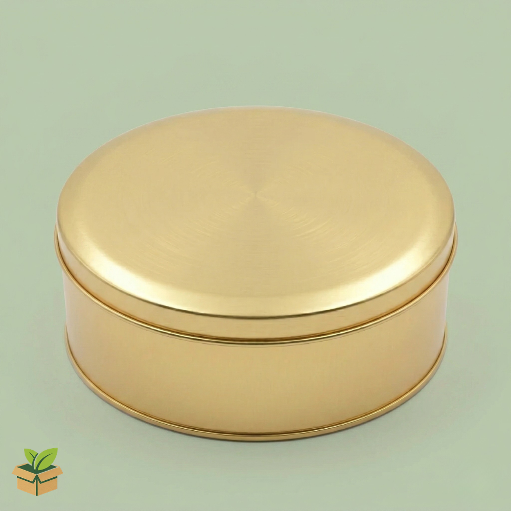 Golden Rounded Tin Box 1000gm Premium Metal Container