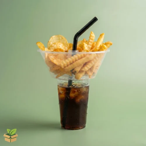2-in-1 Disposable Cup with Snack Bowl — Clear Plastic