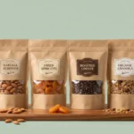Brown Kraft Standup Pouches for Food – Almonds, Coffee, Dry Fruits & Granola