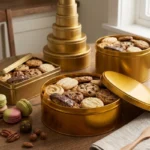 Tin Box for Cookie Packaging – Golden Round & Rectangular Cookie Tins