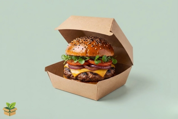 Eco-Friendly Burger Box with Fresh Cheeseburger Sustainable Packaging