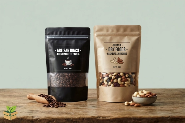 Foil Standup Pouch for Coffee and Dry Foods – Artisan Roast & Organic Cashews Almonds Packaging